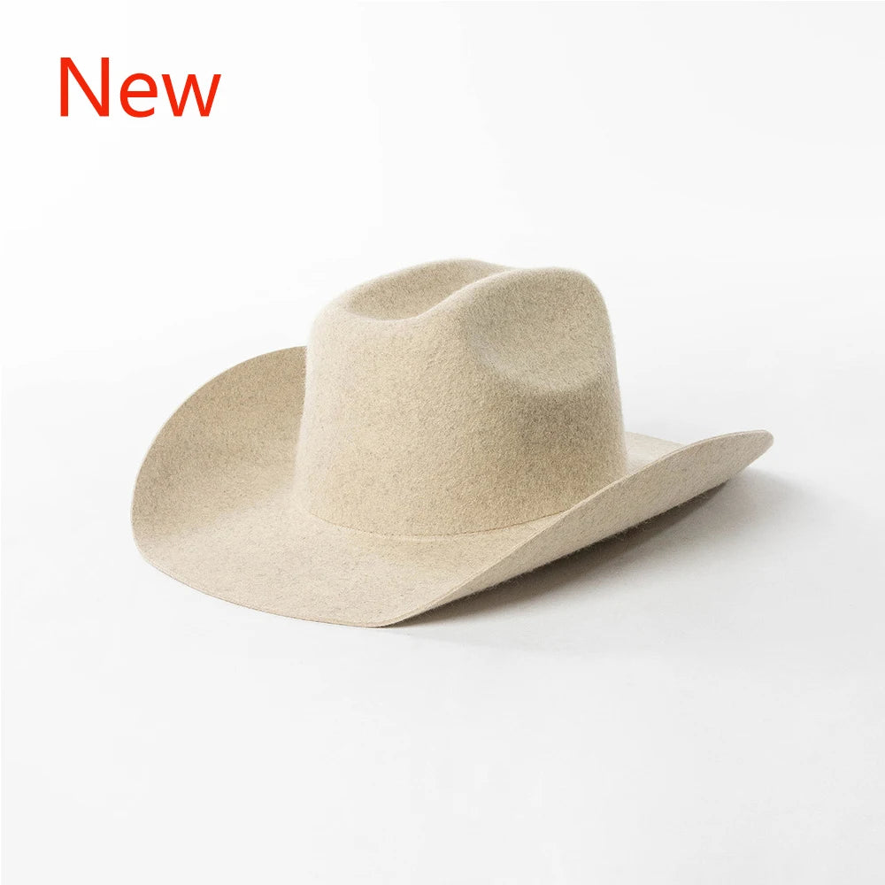 Cowboyhat autumn and winter new wool felt cowboy hat jazz hat European and American fashion casual curling cowboy hat