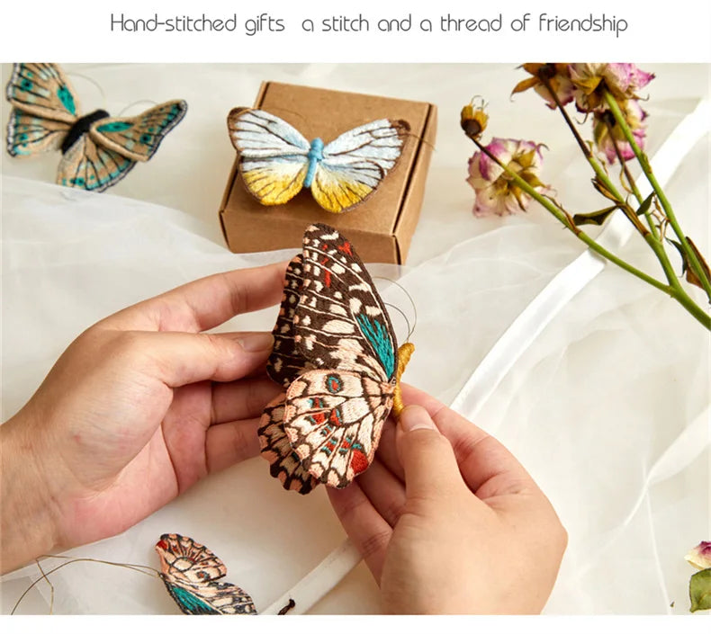 Starter Embroidery Kit Handmade Butterfly Diy Sewing Embroidered Kit With Hoop Embroideri Home Decor Needlework Cross-stitch Set