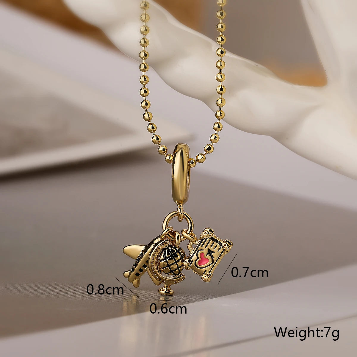 2023 Trendy Gold Color Box Chain Necklace Expoxy Oil Dripping Plane Camera Circle Pendant Necklaces For Women Girl Party Jewelry