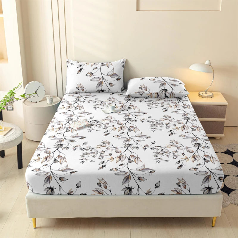 The New Three-piece Fitted Skin-friendly Cotton Printed Bed Cover Mattress Cover with Pillowcase Double Use Bedding 200x220