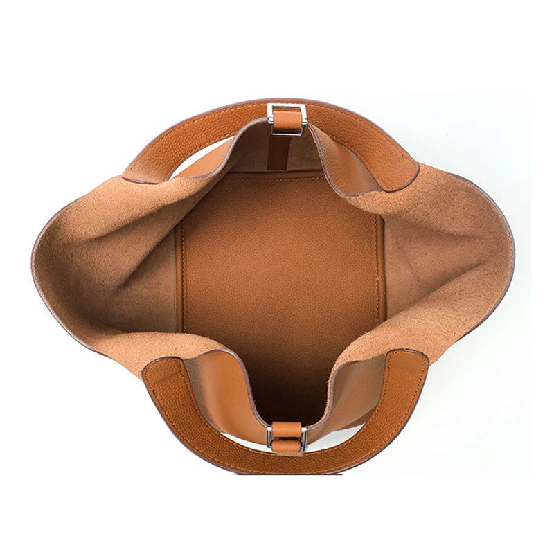 Various Genuine Leather Luxury Bag Fashion Women's Handbag Vegetable Basket Style Portable Women Bucket Bag with Lock