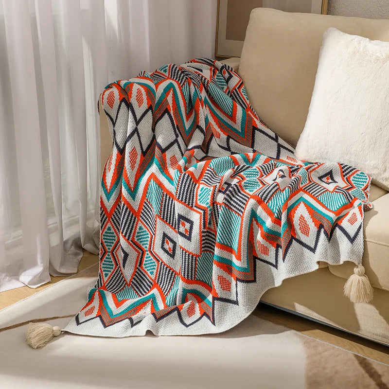 Boho Bed Plaid Blanket Geometry Aztec Baja Blankets Ethnic Sofa Cover Slipcover Decor Throw Wall Hanging Tapestry Rug Cobertor