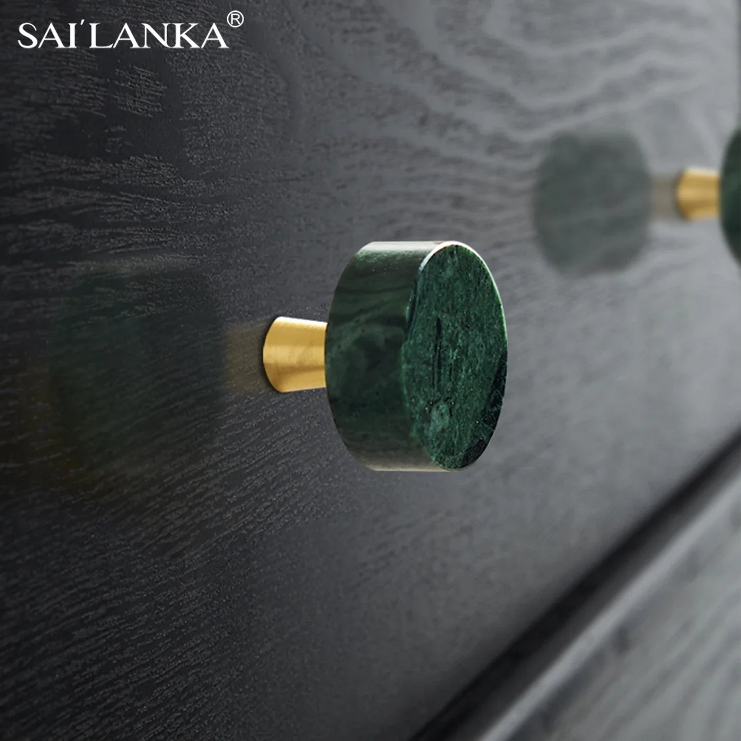 SAILANKA Brass Furniture Handles Marble Nordic Cabinet Handle Kitchen Bedroom Round Drawer Knobs Natural Stone Knob Hardware