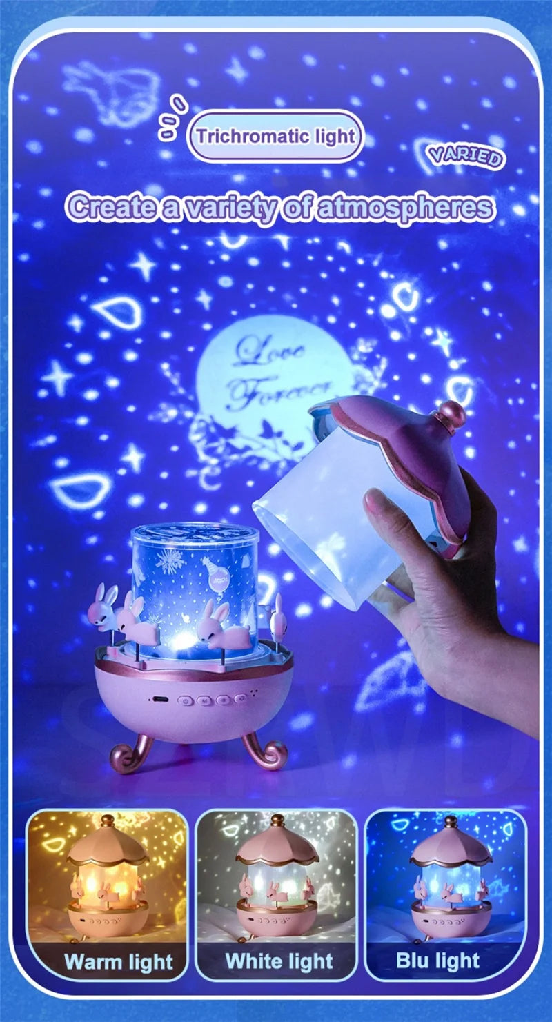 Night Light Projector Kids Nursery Children Room Space Rotation USB Rechargeable Led Night Lamp 12 Films Birthday Christmas Gift