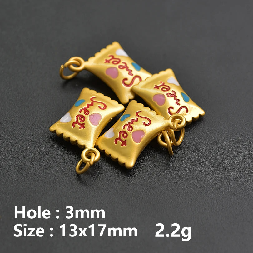 10Pcs/Lot Mix Styles Cute Sweets Candy Birthday Cake Charms Enamel Ice Cream Doughnut Breloques Jewelry Accessories Wholesale