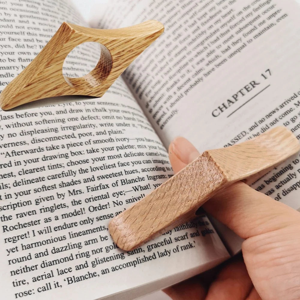 Wooden Thumb Bookmark One Hand Reading Bookmarks Rings Book Page Holder Accessories For Readers Funny Gifts