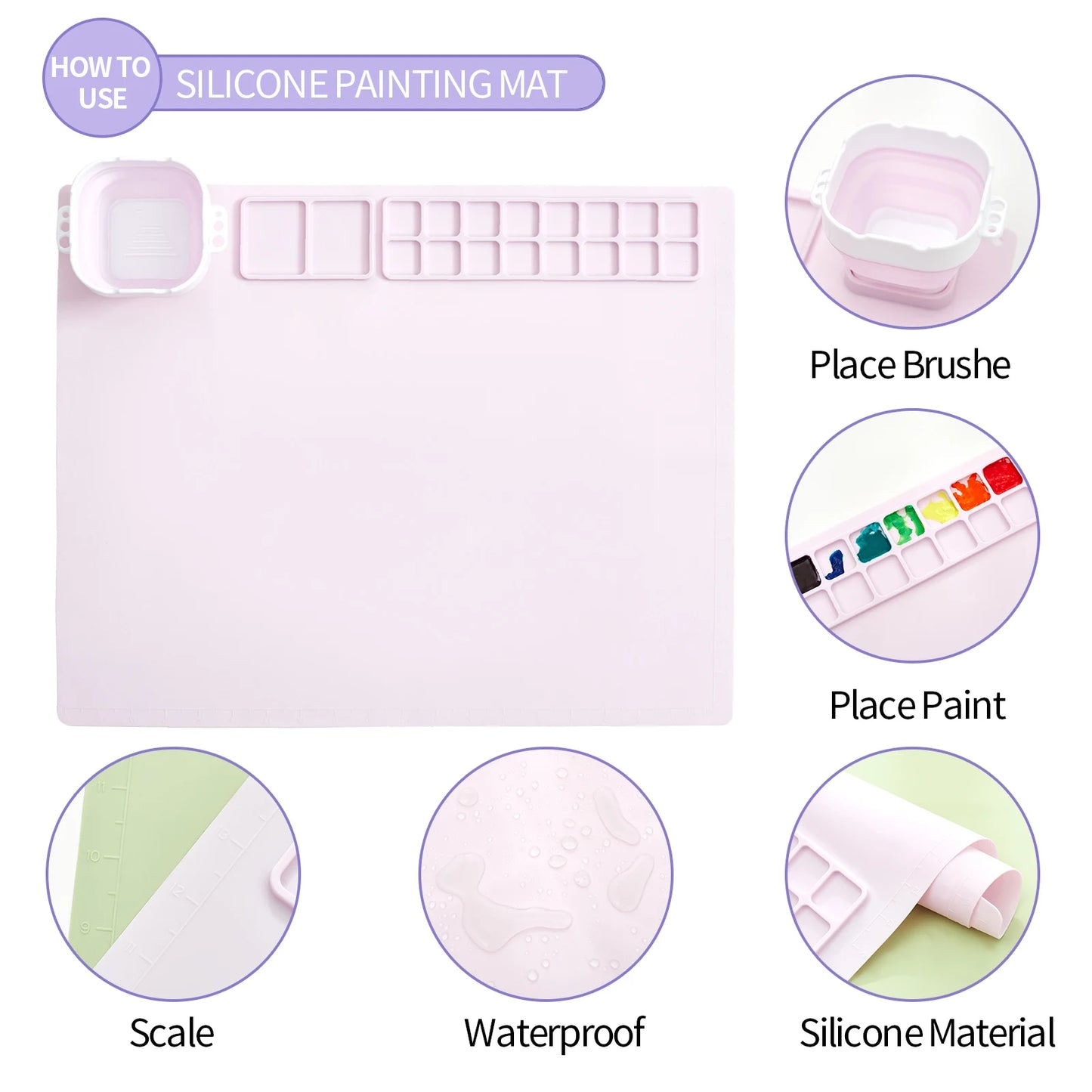 2023 popular children kids suction cup reusable silicone drawing pad mat with cup art silicone painting mat