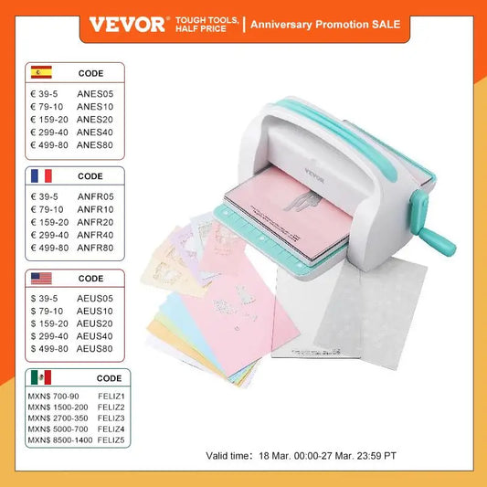 VEVOR 6/9in Manual Die Cutting Embossing Machine Mini Opening Scrapbooking Handmake Tools for DIY Art Craft Card Decorations