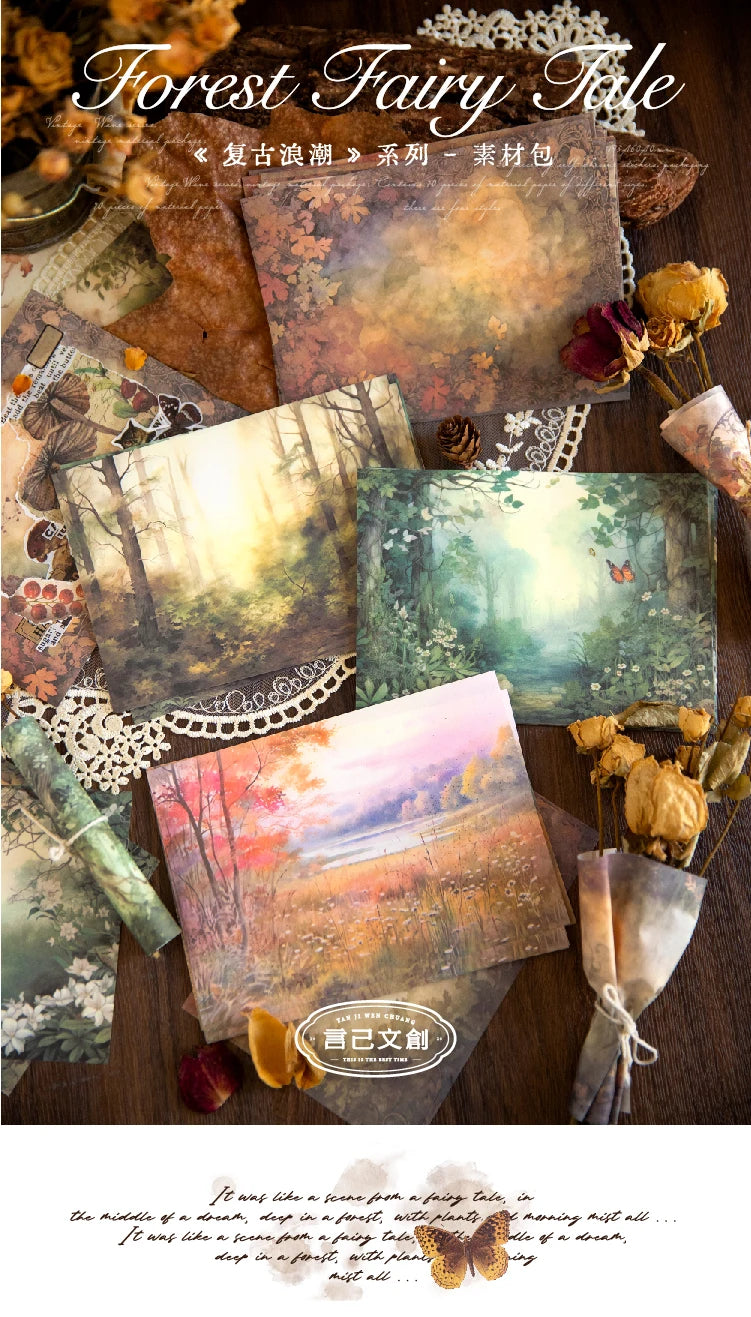 32pcs/pack Forest Landscape Material Paper Scrapbooking Junk Journal Creative Stationery DIY Deco Journal Stationery Supplies