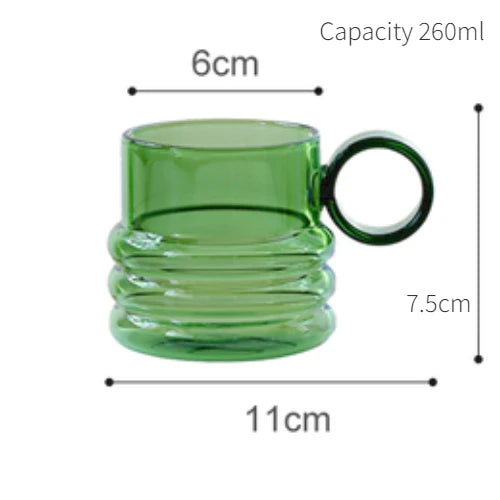 Green Glass Teacup Set for Home Office Use Heat-Resistant Glass Durable with Green Milk Mug Jug with Cup Coffee Mugs