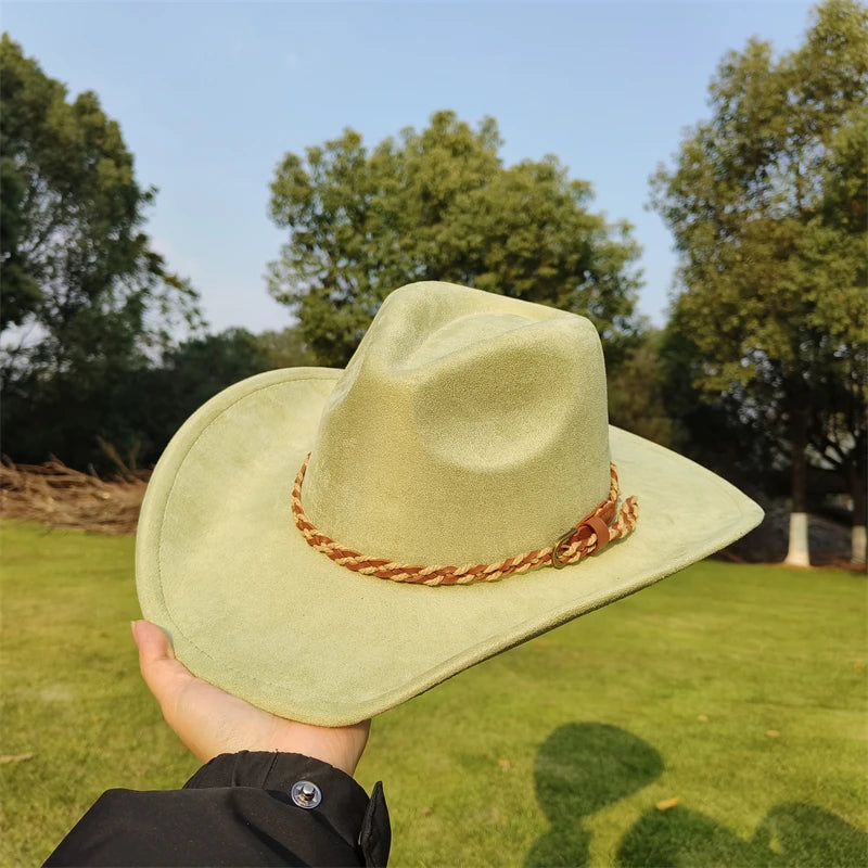 vegan suede Cowboy Hat for men retro suede cowboy Hat women Jazz hat wide brim Felt Fedora Hat vintage Panama sombrero hombre