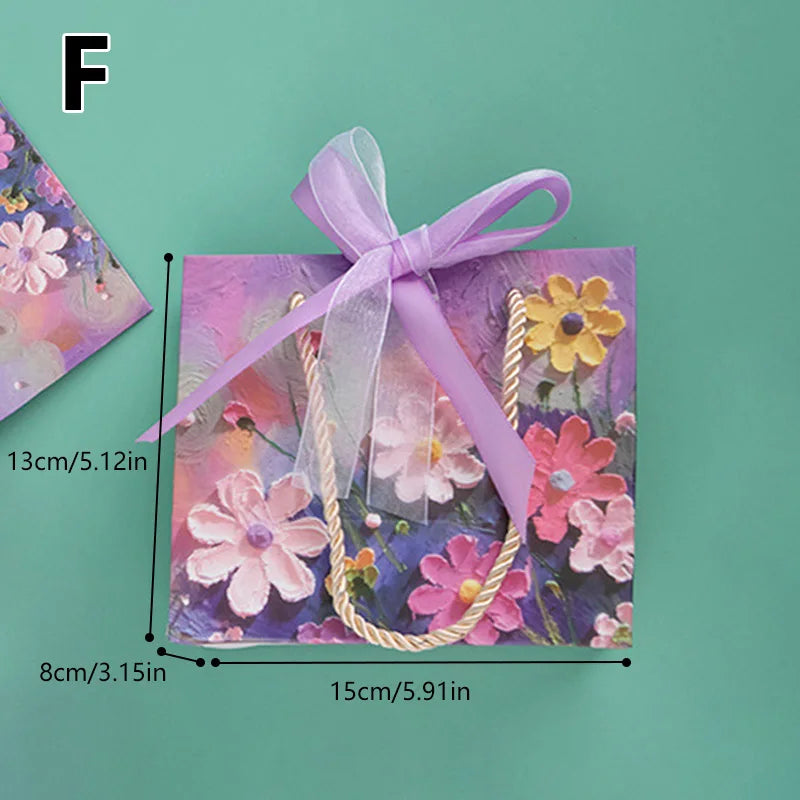 Flower Gift Packaging Bag 3D Cloud Oil Painting Paper Bag Valentine'S Day Birthday Wedding Party Favor Bag Clothes Store Handbag