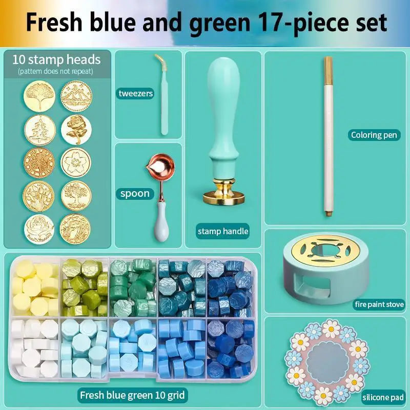 Wax Seal Stamp Set Lacquered Stamp Sealing Wax Kit DIY Craft Supplies Scrapbooking Wedding Invitation Decorative Sealing Wax Set