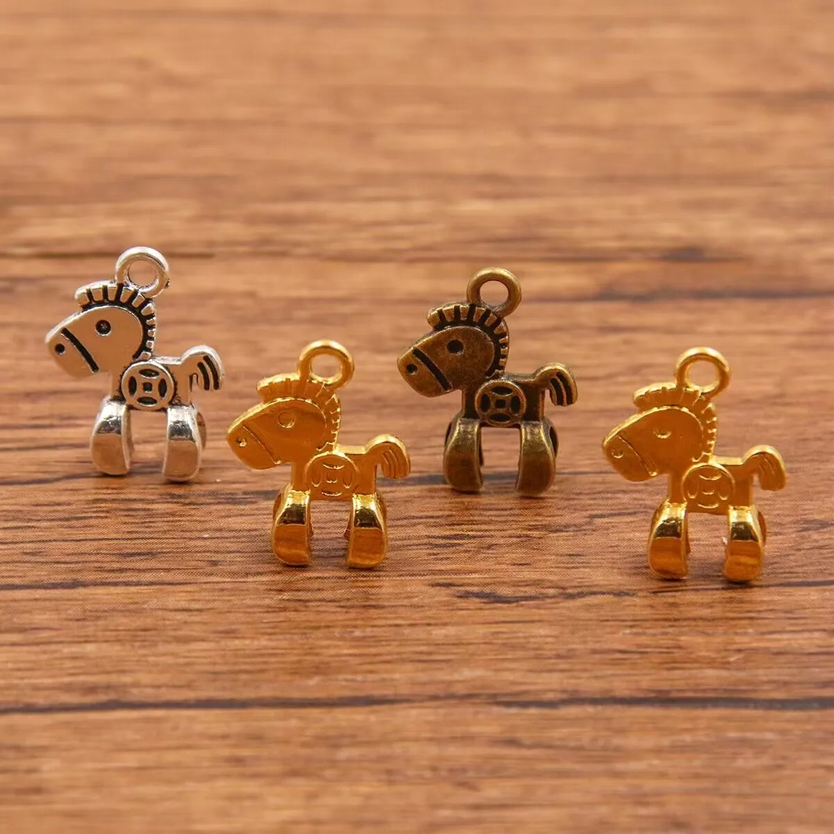 30PCS 3 Color 11X15mm New Product Alloy Double Sided 3D Pony Charms For Jewelry Making DIY Handmade Small Animal Pendant