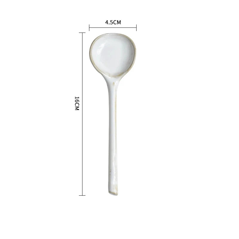 Ceramic Soup Spoon Japanese Tableware Eating Spoon Creative Long handle Spoons Kitchen Cooking Utensil Tool Teaspoon For Kicthen