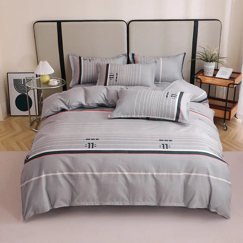 3 Pieces Luxury Striped Duvet Covers Soft Set Minimalist Modern Comforter Cover Thickened Breathable Bedding Sets for All Season