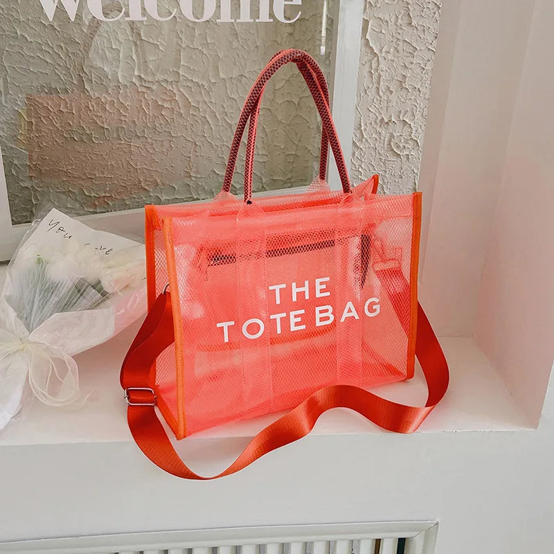 The Tote Bags For Women 2024 Summer New Luxury Designer Handbags Big Clear Beach Shopper Shopping Bag Large Totebag Square Purse