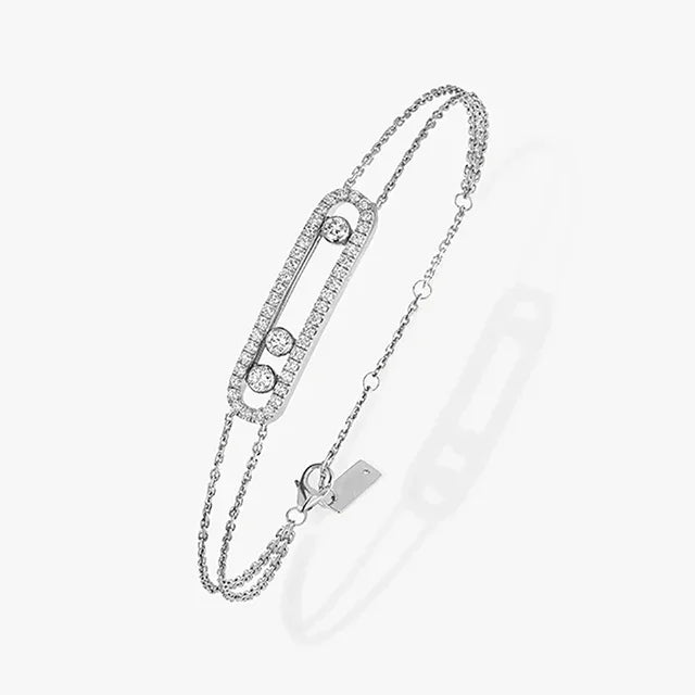 Fashion French Jewelry Lucky Move Series Sliding Diamond 925 Sterling Silver High-Quality Women's Bracelet. Exquisite Gift