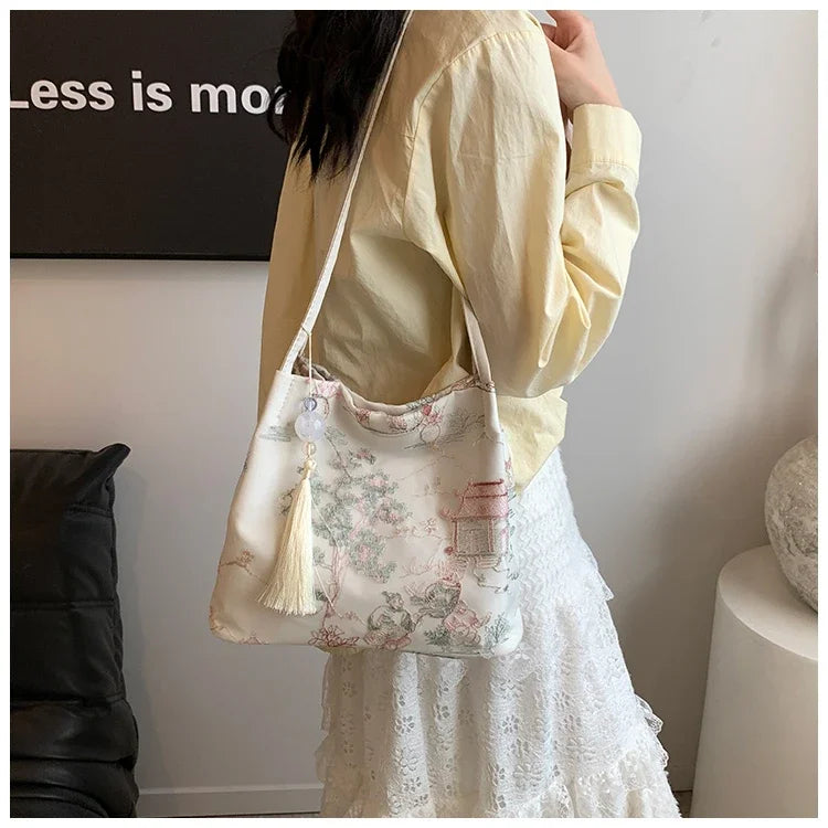 Exquisite Retro Embroidery Shoulder Bags High Quality Sense of Luxury Unique Design Tote Bags for Women 2024 Hot Chinese Style