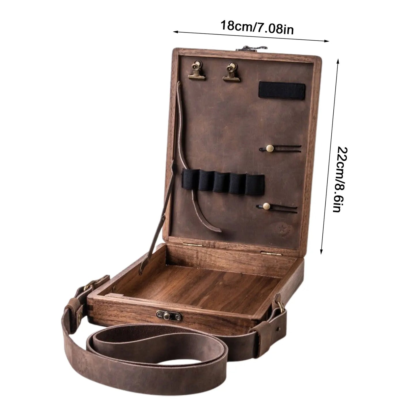 Writers Messenger Wood Box Multifunctional Artist Tool And Brush Storage Box Retro Wooden Handmade Portable Crossbody Brifcase