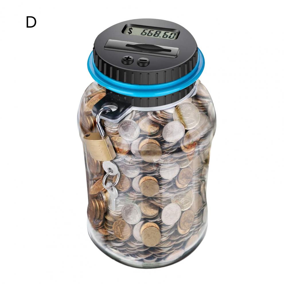 Money Box With Lock LCD Digital Counter 2.5 L Capacity Clear Plastic Safe Coins Saving Pot Piggy Bank Christmas Home Supplies