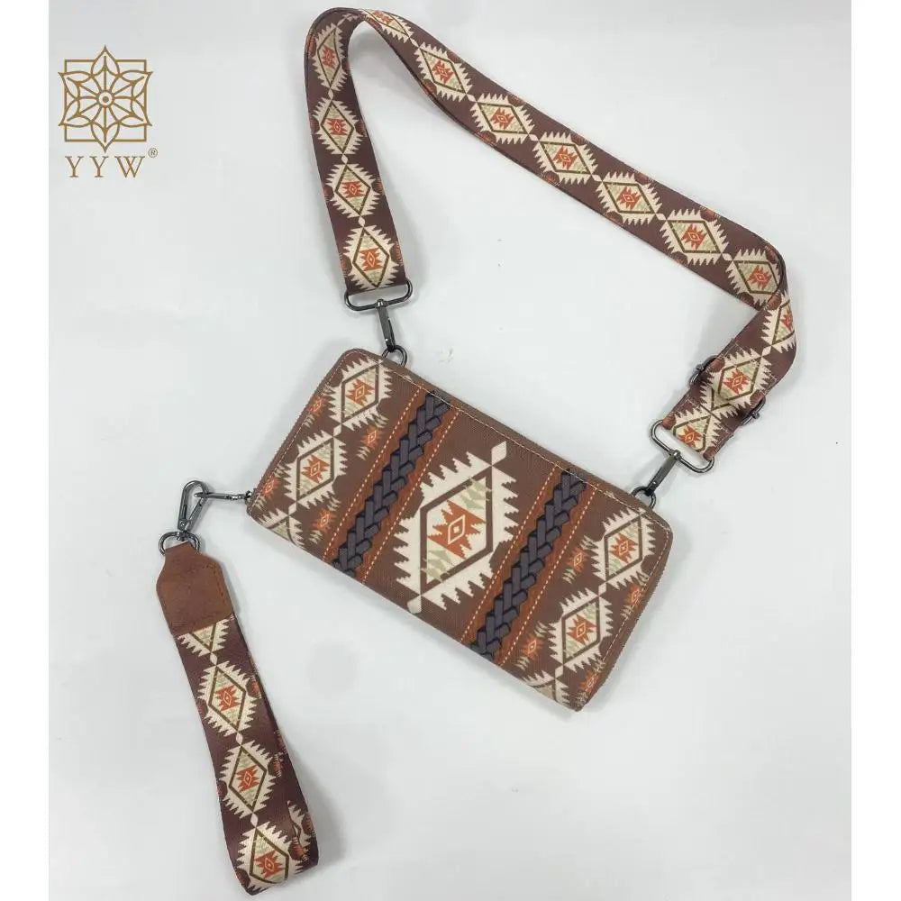 Cowgirls Wallet Purse Casual Women Western Aztec Clutch Wristlet Wallet with Credit Card Holder Envelope Bags Shoulder Handbag