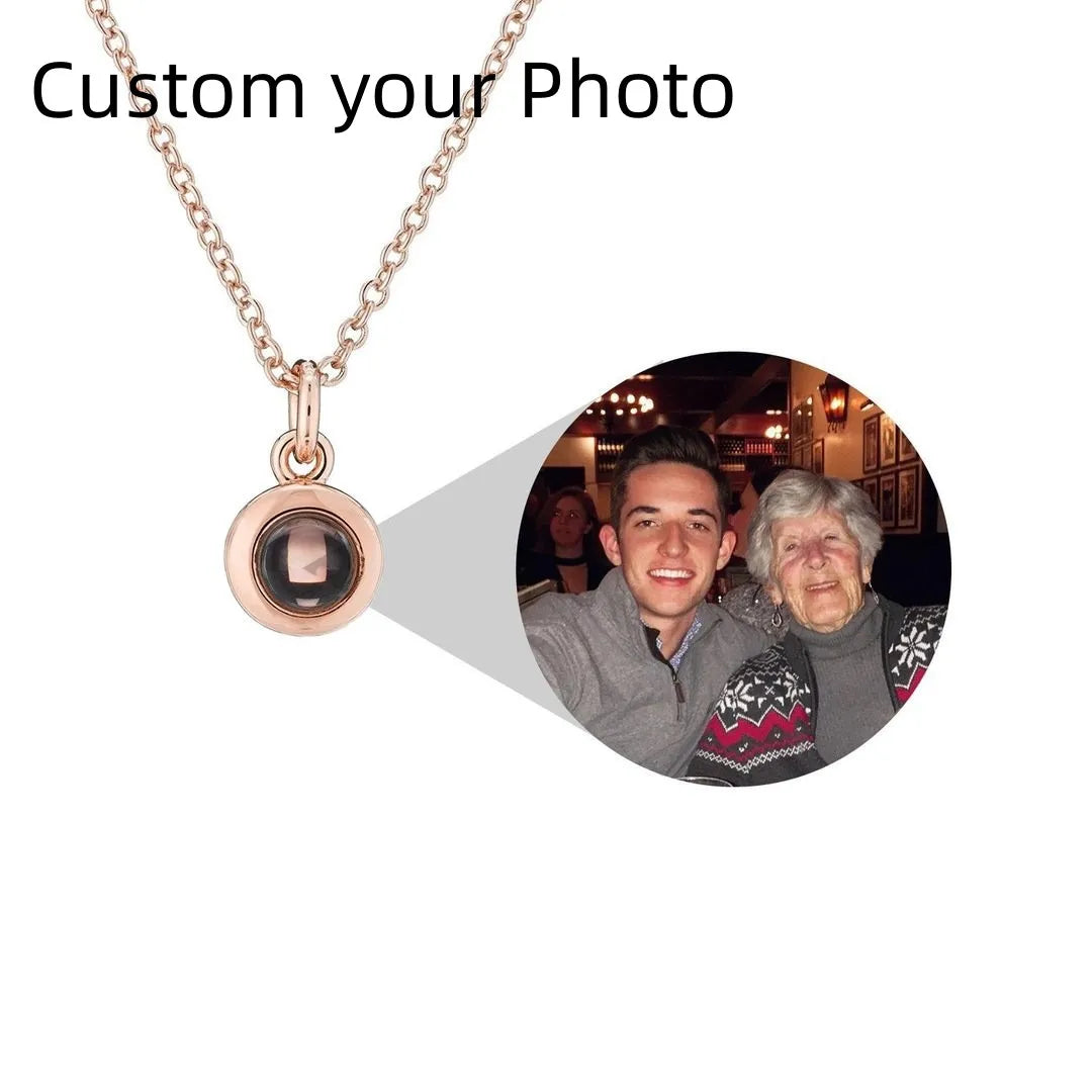 Custom Jewelry Personalized Circle Photo Projection Pendant Couples Christamas Day Gift Birthday Lover Family Memory keepsake