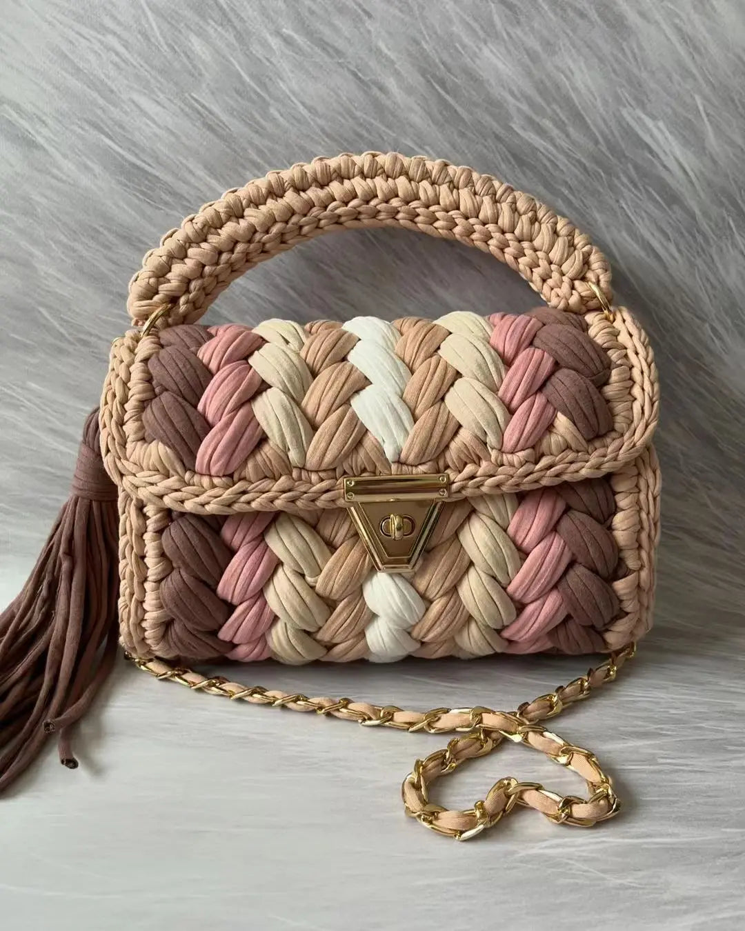 Women's Bag Hot Selling Shoulder Bag Handmade Crochet Bag with Contrasting Woven Bag Luxury Designer Handbag Bags for Women