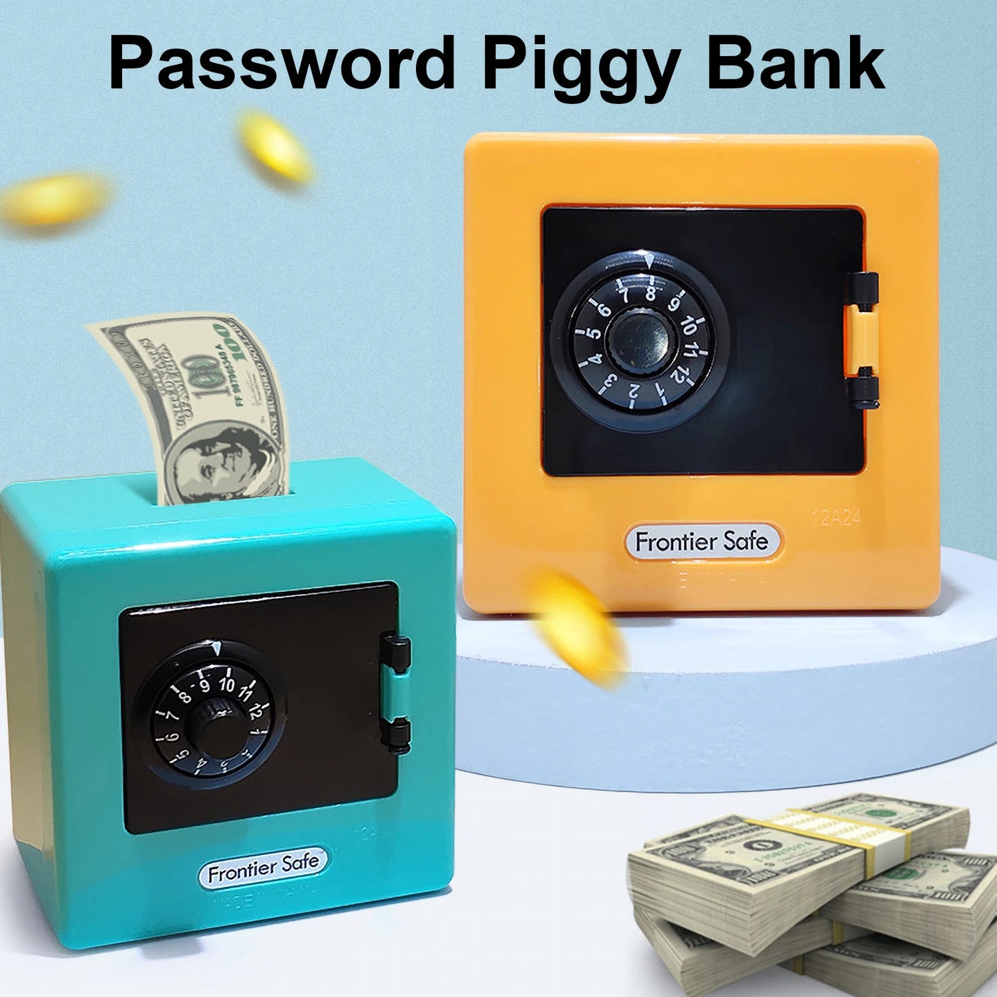 Mini Bank Money Box Retro Atm Rotating Password Cash Coins Saving Box Bank Safe Box Automatic Deposit Banknote Christmas Gift