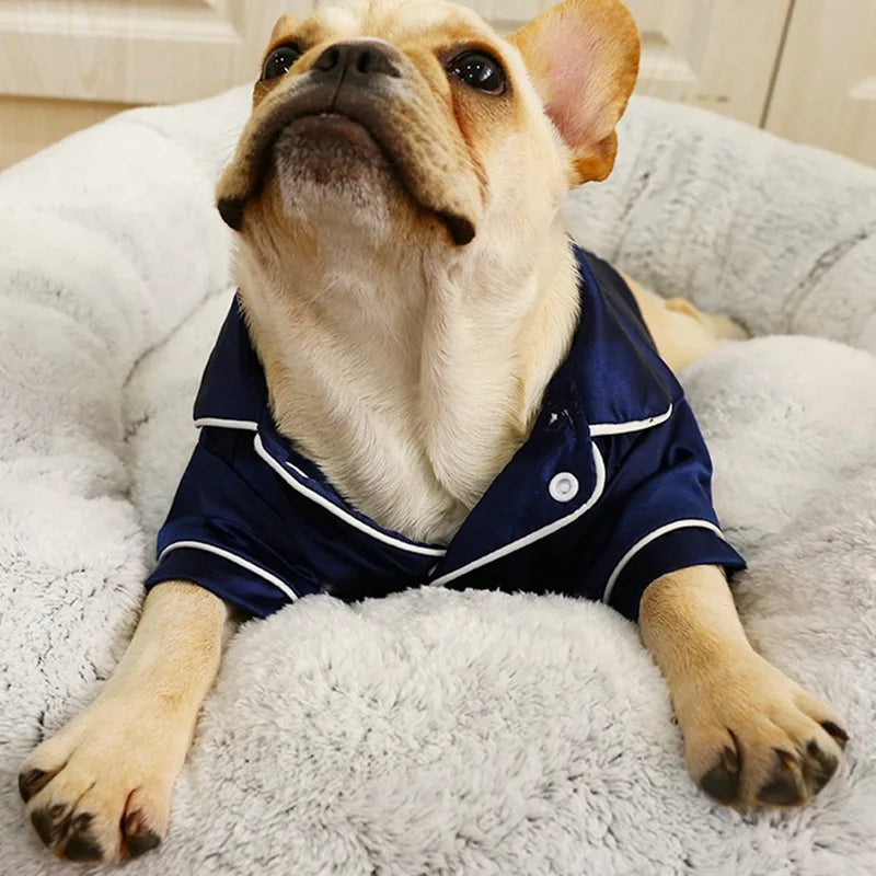 Luxury Pet Dog Pajamas Soft Silk French Bulldog Pajamas Pet Coat Clothing For Small Dogs Shih Tzu Puppy Cat Clothes XS-XL