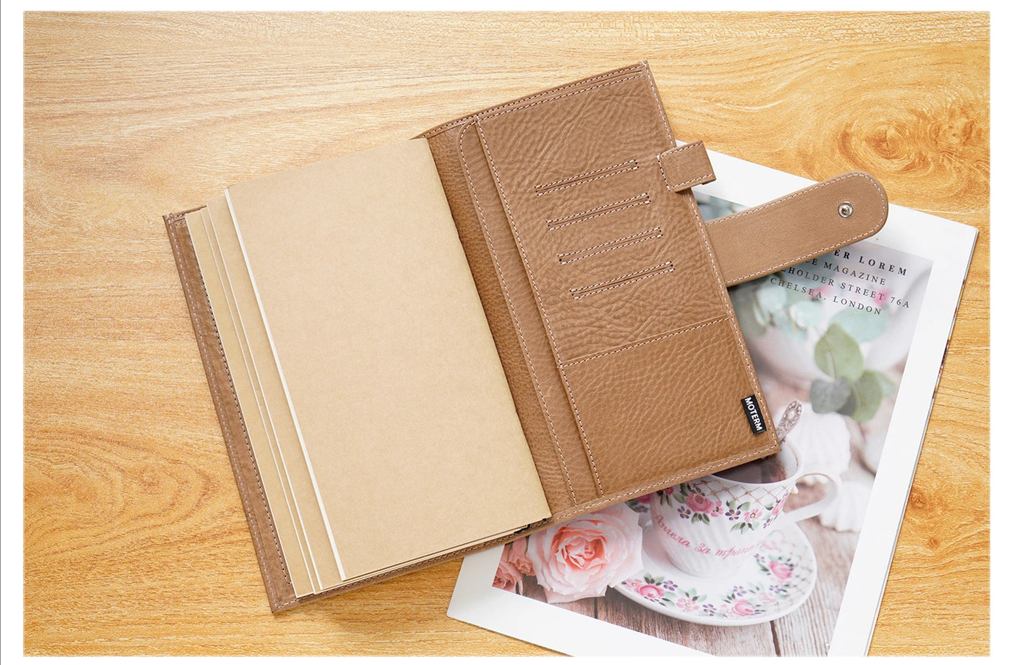 Moterm Travel Notebook Journal Companion Standard Planner Vegetable Tanned Leather Genuine Cowhide Organizer Diary