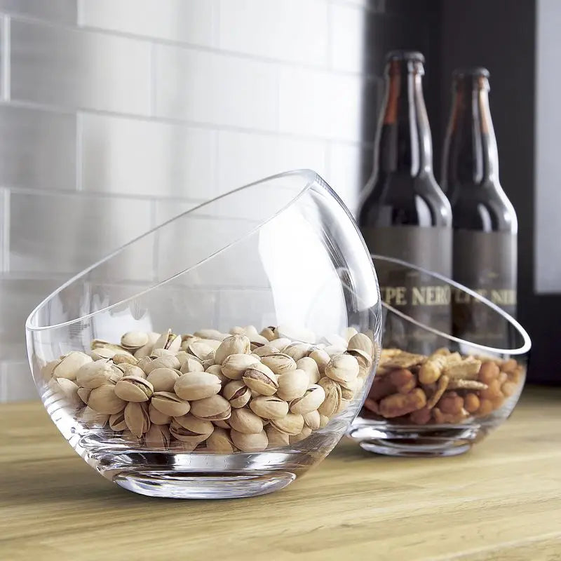 Round Dried Fruit Storage Tray, Glass Diagonal Bowl, European Creative Fruit Salad Snack Bowl, Kitchen Tool, Modern and Simple