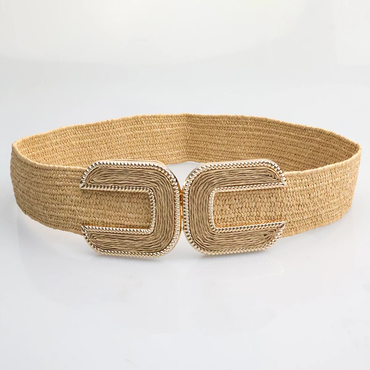 5cm Fashion Elastic Women's Belt PP Grass Woven Solid Color Elastic Belt for Women