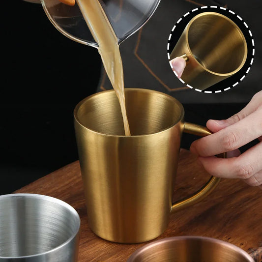 300ml 304 Stainless Steel Double Layer Mugs Portable Creative Water Cup Heat Insulation Cup Drinkware Household Kitchen Supplies