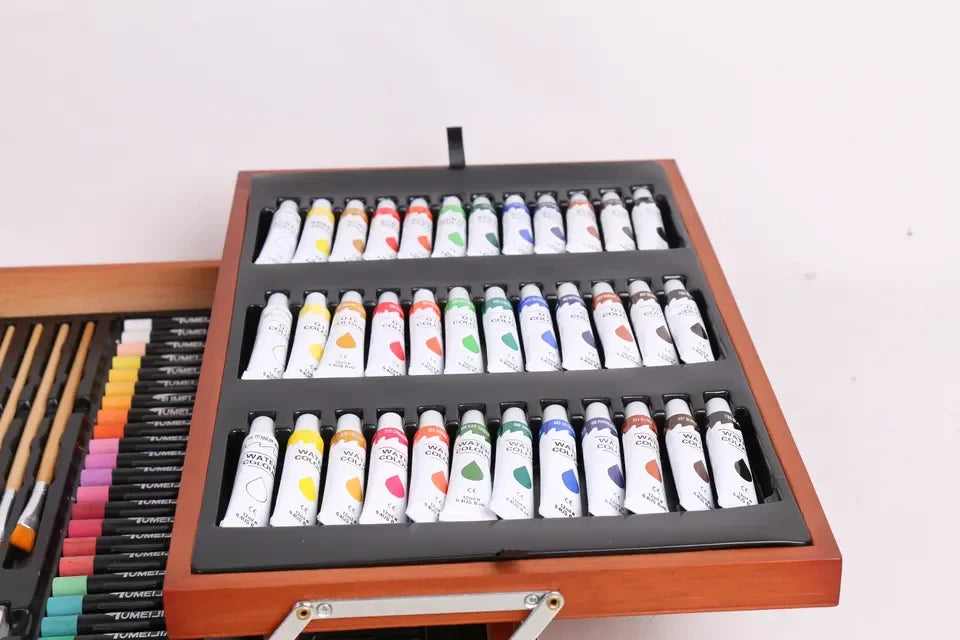 Acrylic Painting Pencil Oil Pastel Kids Drawing Art Sets in Wooden Box