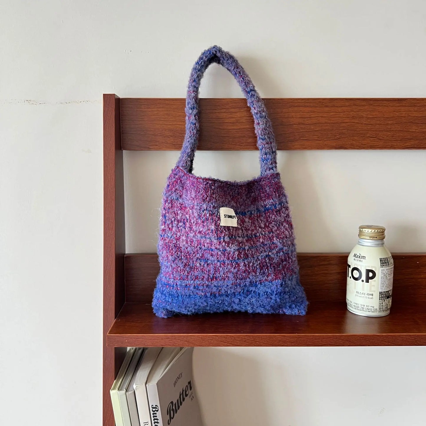 Korean Casual Colorful Crochet Women Shoulder Bags Handmade Knitted Cute Tote Bag Woolen Woven Lady Handbags Shopper Purse