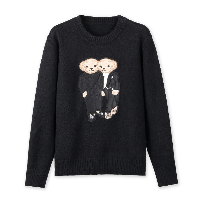 Tuxedo Bear Cashmere Sweater Knit Pullover Tops Long Sleeve O-neck Autumn Winter Women RL Knitted Coat Lauren's Jumper Knitwear