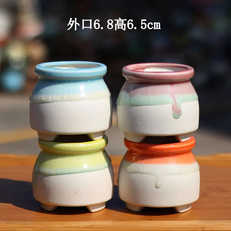 Nordic Glazed Ceramic Flowerpot Creative Mini Plant Meat Flowerpot Macetas De Ceramica Home Decoration Fleur Balcony Decoration