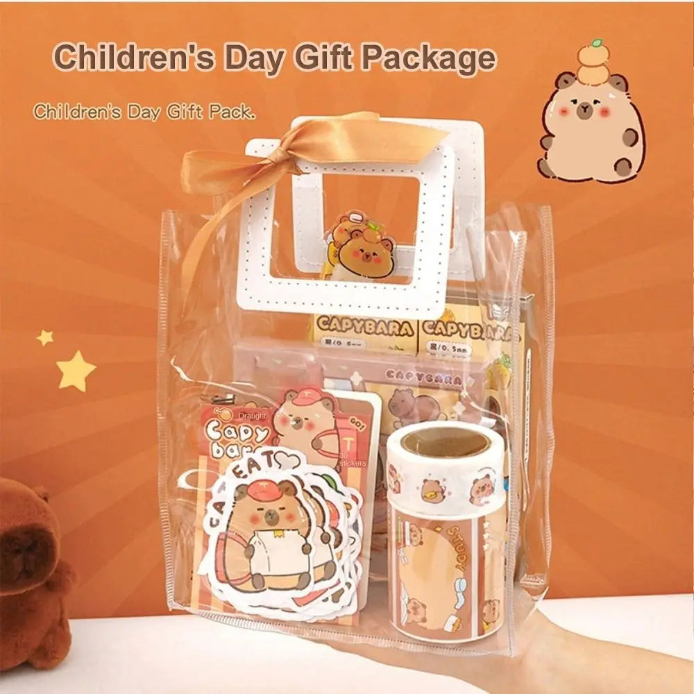 Kawaii Capybara Stationery Set Abundant Cartoon Birthday Gift Cute with Handbag Graduation Gift for Primary School Students