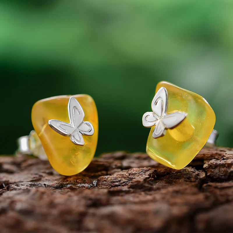 Lotus Fun Real 925 Sterling Silver Fine Jewelry 18K Gold Cute Butterfly Dragonfly Bee Stud Earrings for Women Dropship Wholesale