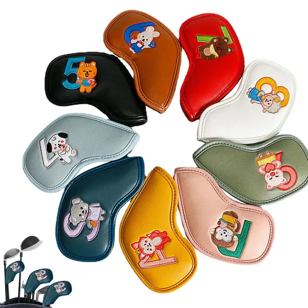 9pcs/ Set Golf Iron Club Head Cover Sport Accessories Wedges Covers 4-9 ASPX Gradients Number Ball Rod Head Protective Case Valentines