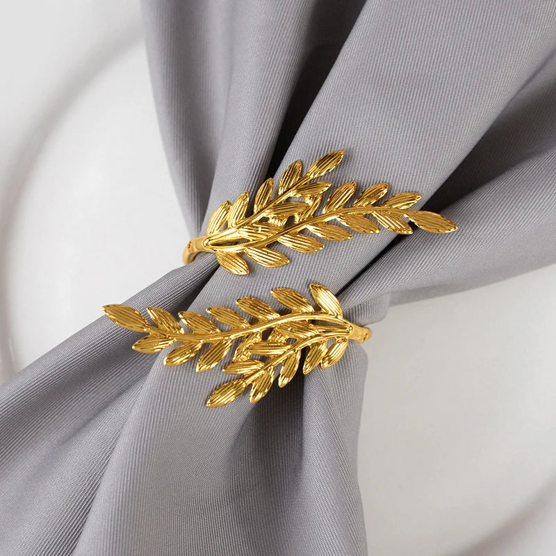 6Pcs Gold Wheat Napkin Rings Leaf Napkin Holder For Thanksgiving Wedding Home Kitchen Dinnig Table Decorations