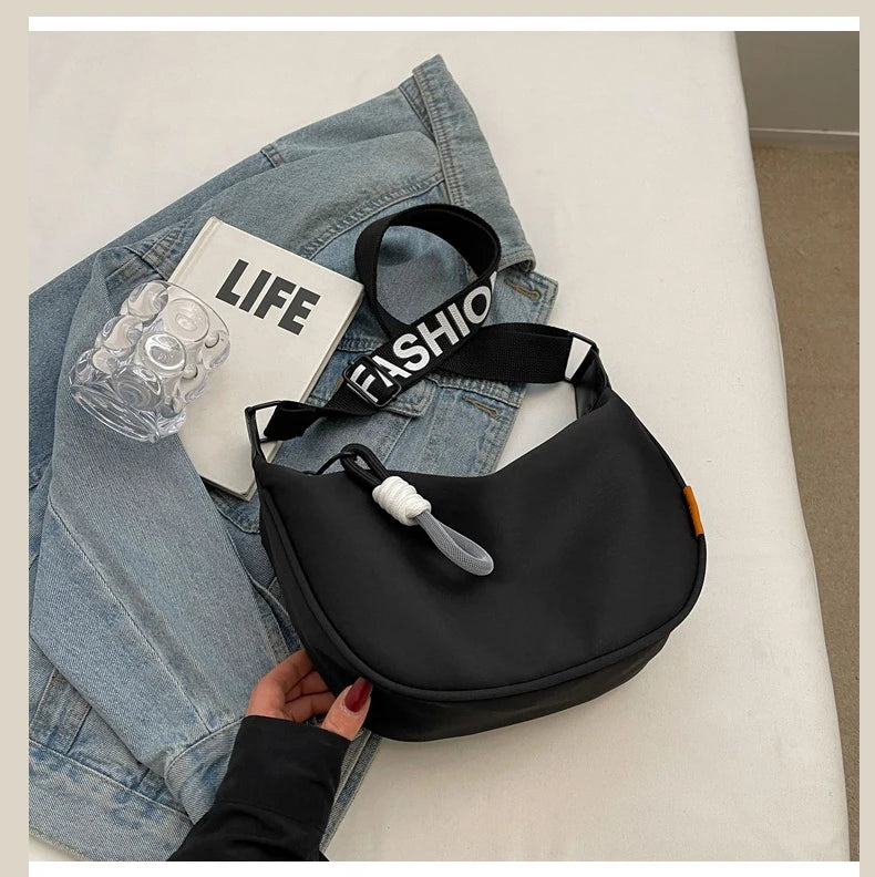 Nylon Hobos Crossbody Bags Solid Casual Zipper Women's Bags 2024 Fashion High Capacity Solid Color Single Shoulder Totes Bag