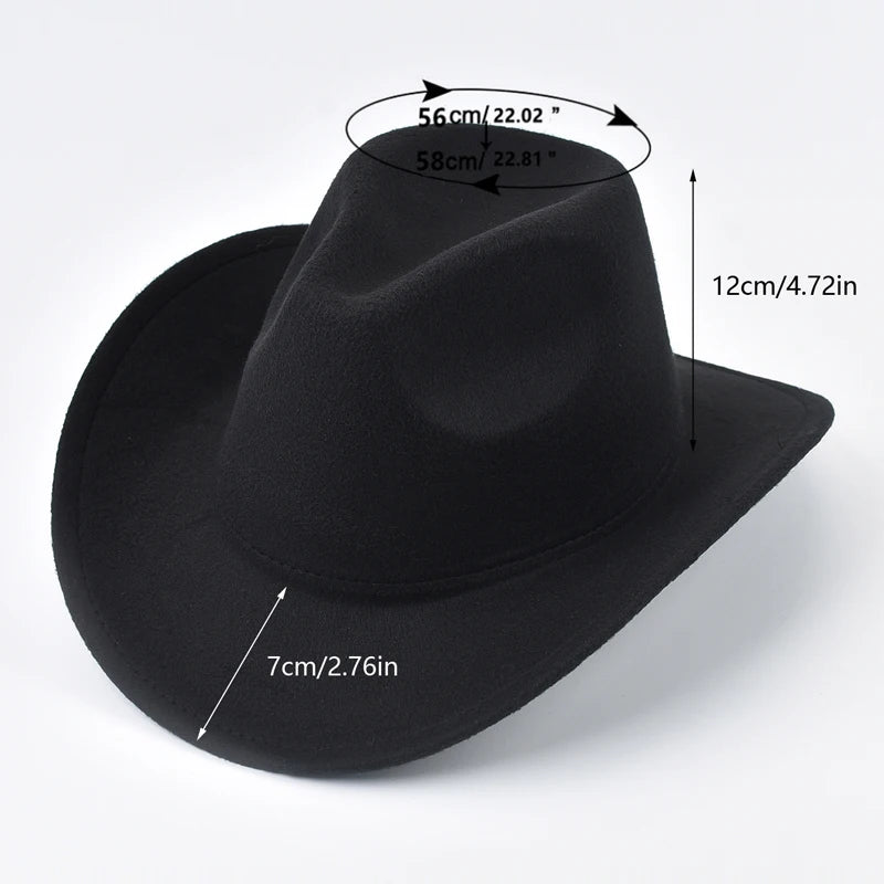 Unisex Western Cowboy Hat Vintage Roll Brim Felt Hat Suitable for Daily Casual Wear, Western Cowboy Party, Bar Cowboy