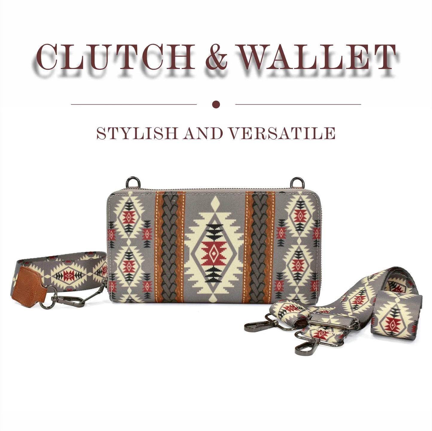 Cowgirls Wallet Purse Casual Women Western Aztec Clutch Wristlet Wallet with Credit Card Holder Envelope Bags Shoulder Handbag