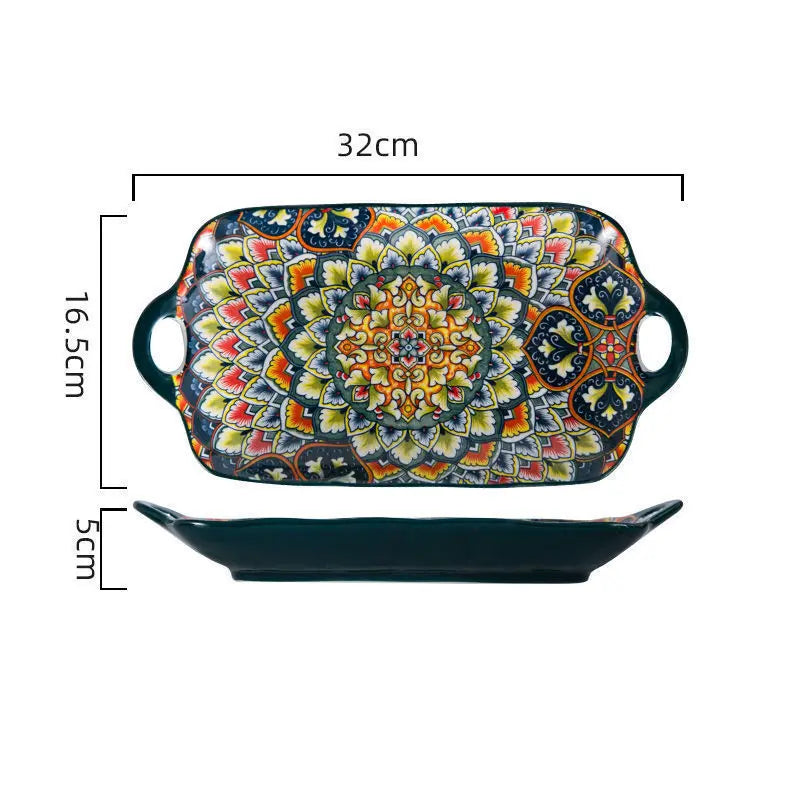 Polish style ceramic dishes household creative baking tray fruit salad mashed potatoes Noodles bowl cake plate Kitchen supplies