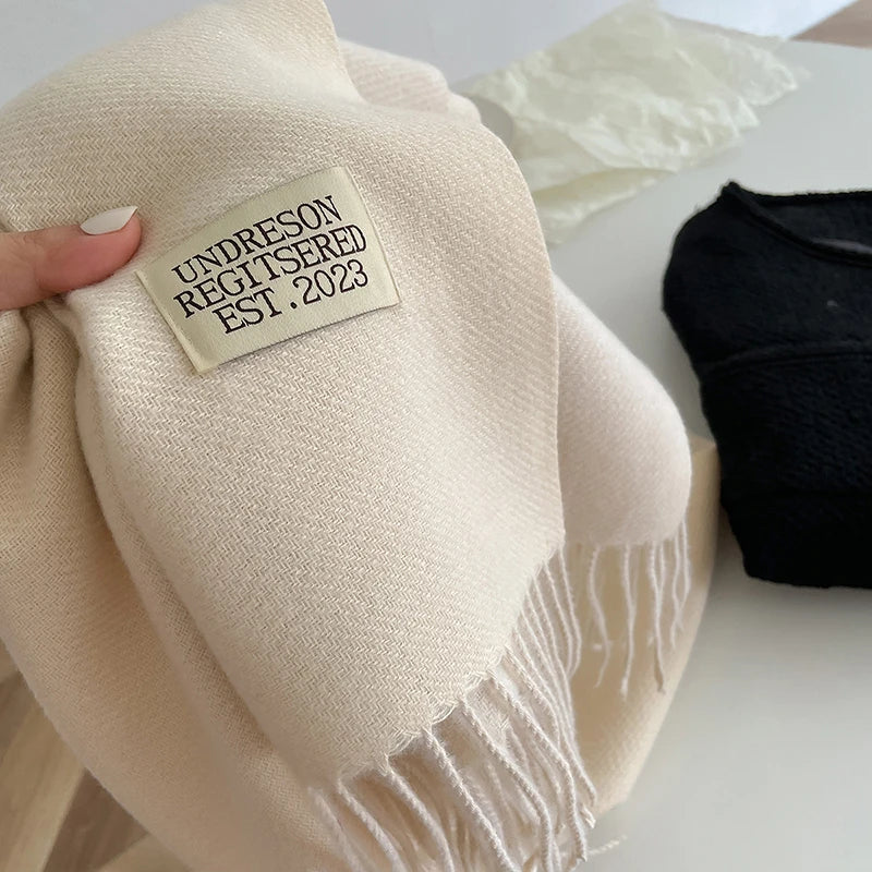 2023 New Fashion Cashmere Scarf Warm Winter for Women Korean Style Knitted Solid Color Double Sided Wraps Neckerchief