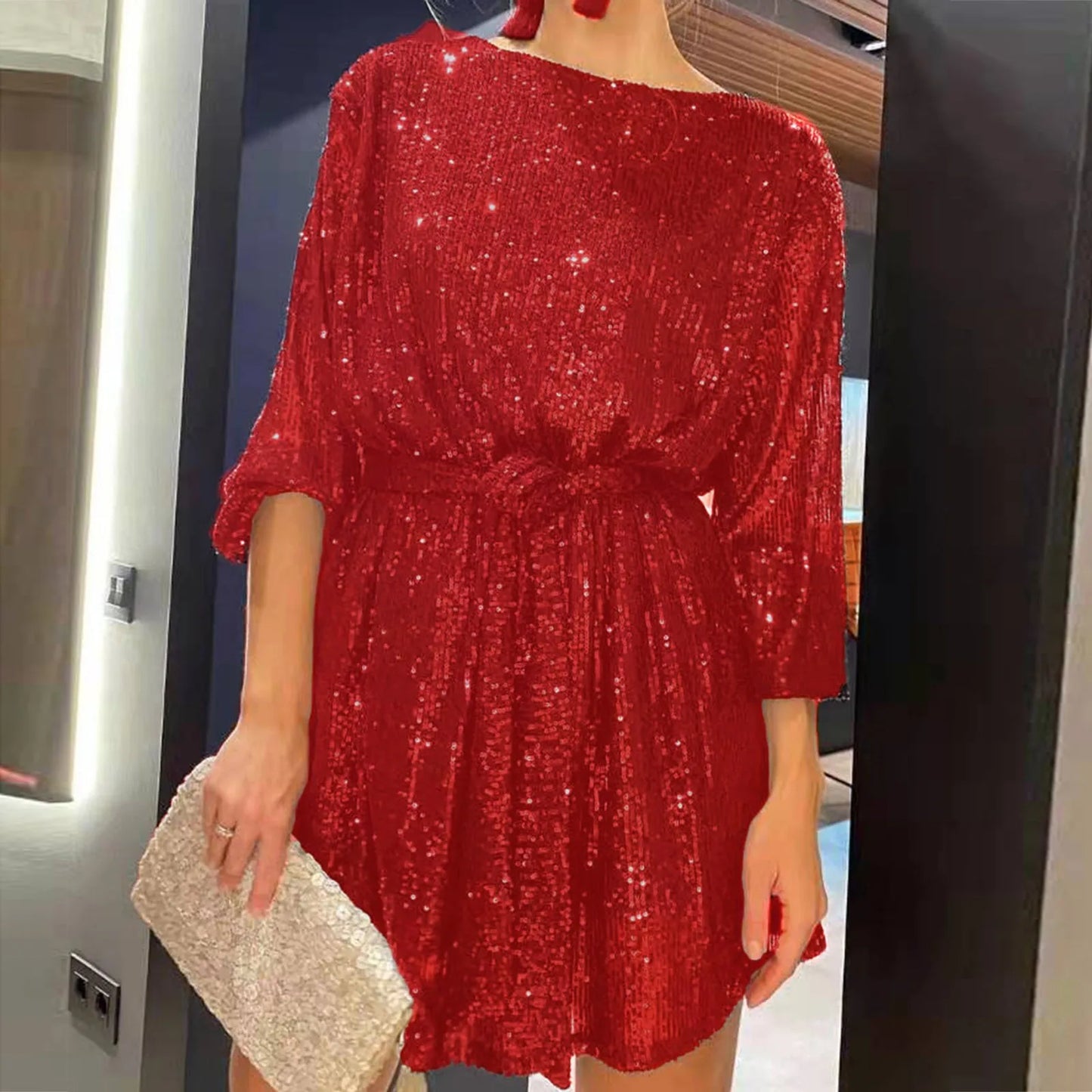 2024 New Women's Dress  Fashion Temperament Elegant Sexy Sequined Dresses Holiday Party Cocktail Party Dress Evening Dress