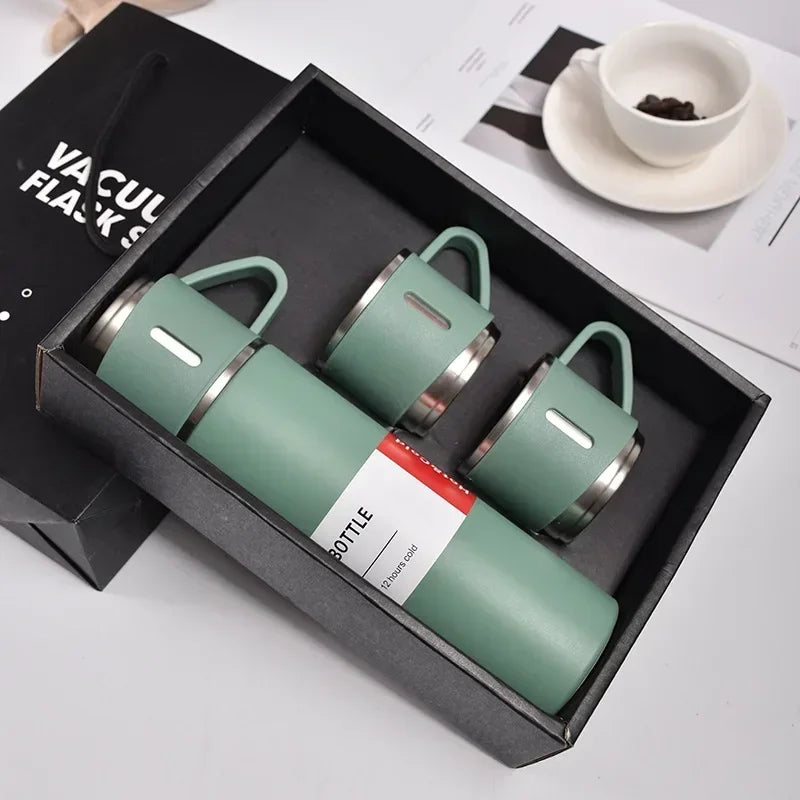 500ML 304 Stainless Steel Vacuum Insulated Bottle Gift Set Office Business Style Coffee Mug Thermos Bottle Portable Flask Carafe