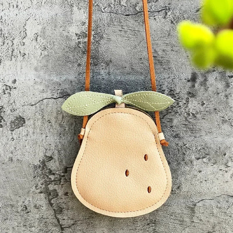 Cute Cartoon Children Bags Girls Pear Small Crossbody Bag Mini Pumpkin/Ladybug Handbag Shoulder Bag for Storing Small Items